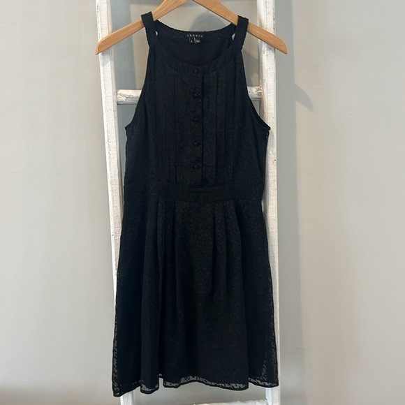 Theory black silk halter neck patterned side zip slip dress size 4 - Picture 2 of 10